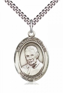Men's Pewter Oval St. Luigi Orione Medal [BLPW323]