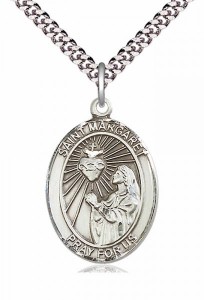 Men's Pewter Oval St. Margaret Mary Alacoque Medal [BLPW093]