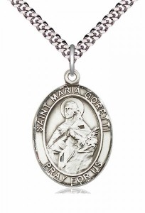 Men's Pewter Oval St. Maria Goretti Medal [BLPW214]