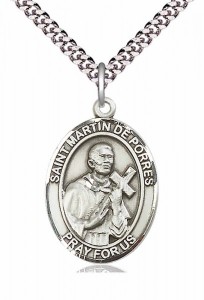 Men's Pewter Oval St. Martin de Porres Medal [BLPW117]