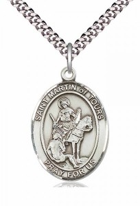 Men's Pewter Oval St. Martin of Tours Medal [BLPW207]