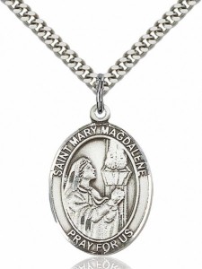 Men's Pewter Oval St. Mary Magdalene Medal [BLPW092]