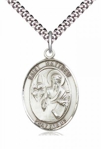 Men's Pewter Oval St. Matthew the Apostle Medal [BLPW095]