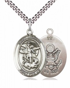 Men's Pewter Oval St. Michael Army Medal [BLPW100]