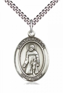 Men's Pewter Oval St. Peregrine Laziosi Medal [BLPW116]