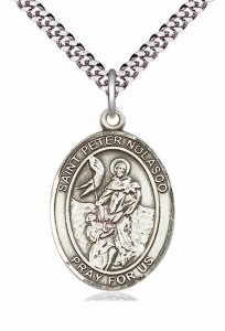 Men's Pewter Oval St. Peter Nolasco Medal [BLPW289]