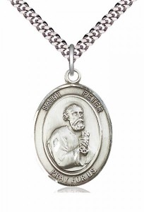 Men's Pewter Oval St. Peter the Apostle Medal [BLPW118]