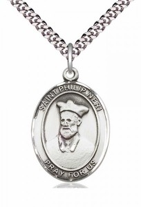 Men's Pewter Oval St. Philip Neri Medal [BLPW361]