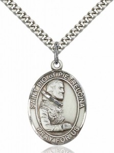 Men's Pewter Oval St. Pio of Pietrelcina Medal [BLPW155]