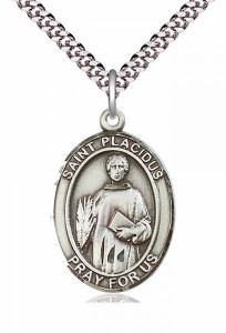 Men's Pewter Oval St. Placidus Medal [BLPW241]