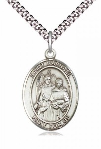 Men's Pewter Oval St. Raphael the Archangel Medal [BLPW120]