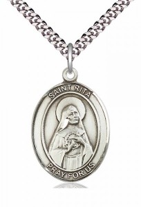 Men's Pewter Oval St. Rita of Cascia Medal [BLPW122]