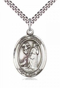Men's Pewter Oval St. Rocco Medal [BLPW369]