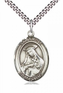 Men's Pewter Oval St. Rose of Lima Medal [BLPW123]