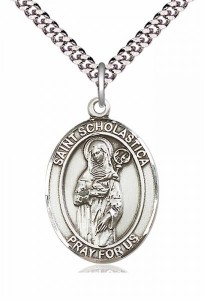 Men's Pewter Oval St. Scholastica Medal [BLPW126]