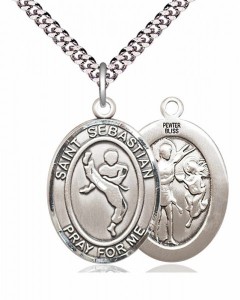 Men's Pewter Oval St. Sebastian Martial Arts Medal [BLPW185]