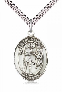 Men's Pewter Oval St. Sebastian Medal [BLPW127]