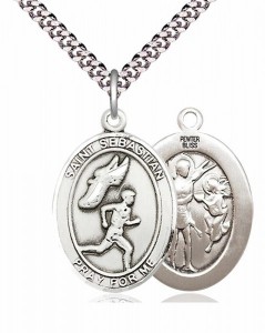 Men's Pewter Oval St. Sebastian Track and Field Medal [BLPW399]