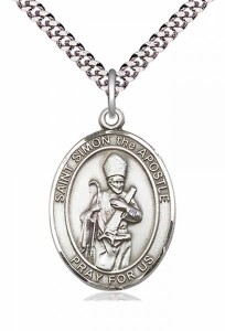 Men's Pewter Oval St. Simon Medal [BLPW367]