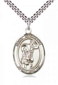 Men's Pewter Oval St. Stephanie Medal [BLPW232]