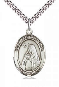 Men's Pewter Oval St. Teresa of Avila Medal [BLPW129]