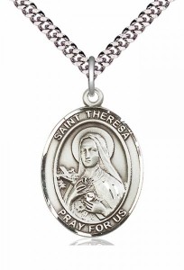 Men's Pewter Oval St. Theresa Medal [BLPW133]