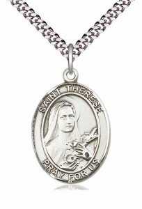 Men's Pewter Oval St. Therese of Lisieux Medal [BLPW216]