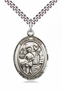 Men's Pewter Oval St. Vitus Medal [BLPW360]