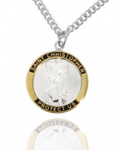 Men's Round Two-Tone Sterling Silver Saint Christopher Medal [JCT0002]