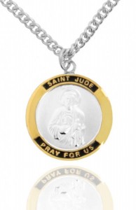 Men's Round Two-Tone Sterling Silver Saint Jude Medal [JCT0005]