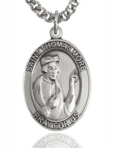 Men's Sterling Silver Oval St. Thomas More Medal [BL3793]