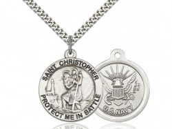 Men's Sterling Silver St Christopher Navy Pendant [BL6900]
