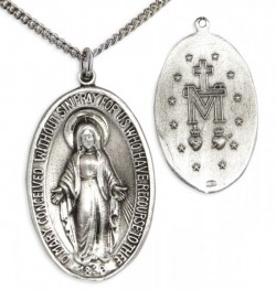 Large Sterling Silver Miraculous Pendant with Chain Options [HMR0583]