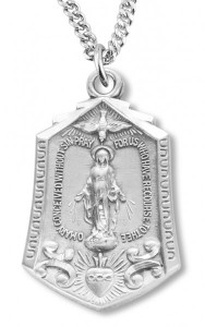 Women's Sterling Silver Hexagon Miraculous Immaculate Heart Necklace with Chain Options [HMR0628]