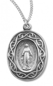 Women's Sterling Silver Miraculous Necklace with Crown of Thorns Border with Chain Options [HMR0622]