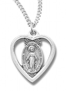 Women's Sterling Silver Cut-out Heart Miraculous Necklace with Chain Options [HMR0925]
