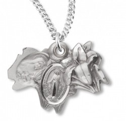 Miraculous Necklace with Triple Slide Lilly, Sterling Silver with Chain [HMR0943]