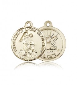 Navy Guardain Angel Medal, 14 Karat Gold [BL4437]