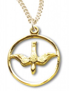 Women's 14kt Gold Over Sterling Silver Cut Out Open Circle Dove Necklace + 18 Inch Gold Plated Chain &amp; Clasp [HMR0405]