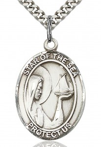 Our Lady Star of the Sea Medal, Sterling Silver, Large [BL0486]
