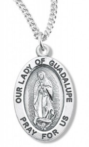 Women's Our Lady of Guadalupe Necklace, Sterling Silver with Chain Options [HMR0970]