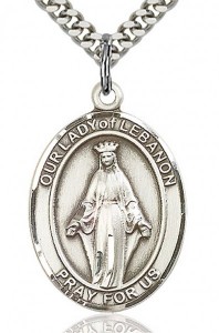 Our Lady of Lebanon Medal, Sterling Silver, Large [BL0360]