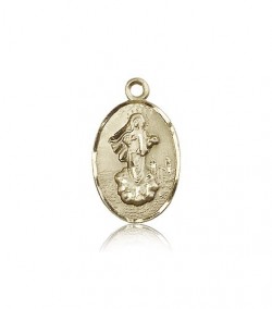 Our Lady of Medugorje Medal, 14 Karat Gold [BL6432]