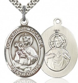 Our Lady of Mount Carmel Medal, Sterling Silver, Large [BL0396]