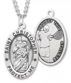 Oval Men's St. Christopher Tennis Necklace With Chain [HMS1020]