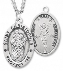 Oval Boy's St. Christopher Track Necklace With Chain [HMS1022]