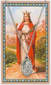 Oval St. Barbara Pewter Medal with Prayer Card [MPC0103]