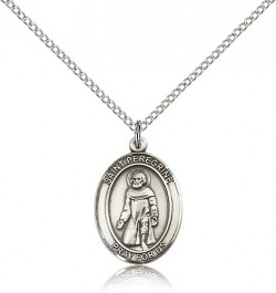 St. Peregrine Laziosi Medal, Sterling Silver, Medium [BL3040]