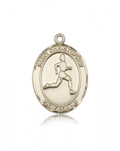 St. Christopher Track and Field Medal, 14 Karat Gold, Large [BL1466]