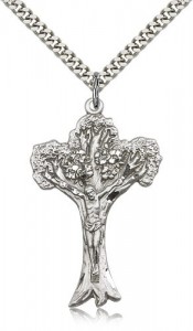 Tree of Life Crucifix Pendant, Sterling Silver [BL4669]